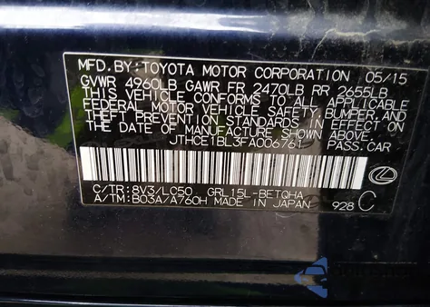 2015 Lexus Gs 350 z USA, uszkodzony, nr VIN JTHCE1BL3FA006761